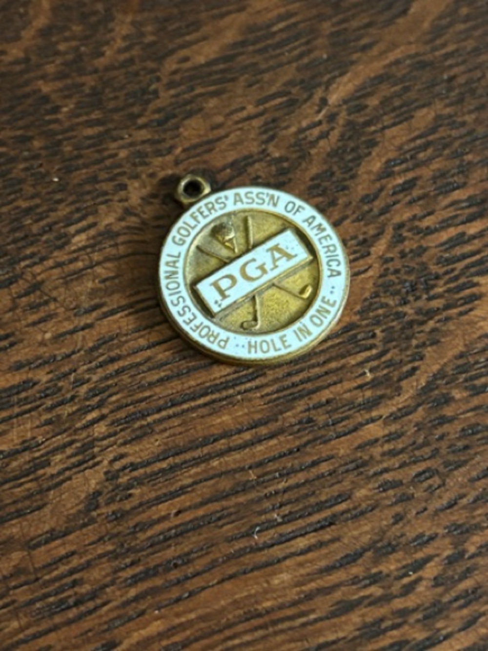 PGA Vintage Gold and White Golf Charm Pendant
